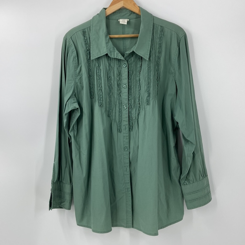 Anthropologie Serene Green Button Down Shirt